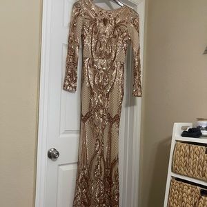 Modest Sequin Blush Pink Dress (Hijabi Friendly Dress)